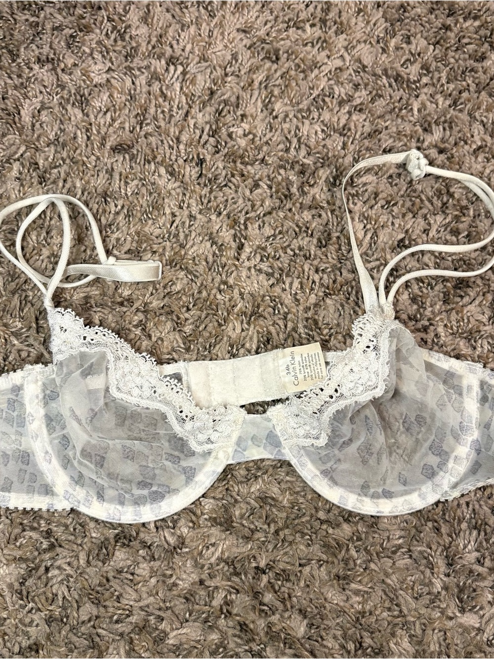 Calvin Klein Sheer Snakeskin Lace Underwire Bra 34B